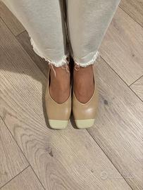 Scarpe ballerine rosa di pelle