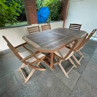 Tavolo giardino con sedie, tavolino e panchine