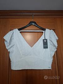 Top Crop Guess Sangallo Bianco  nuovo M