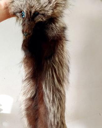 Stola sciarpa vera volpe argentata