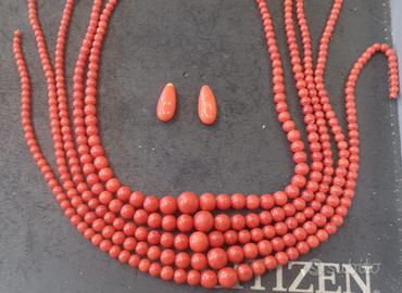 Collana e orecchini di Corallo Sardegna Rosso.