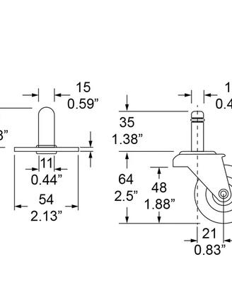 Ruote da 50 ad incasso con perno MARSHALL FENDER