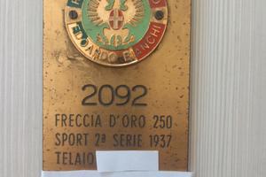 Targa REG STORICO BIANCHI FRECCIA ORO SPORT 1937