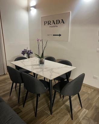 Tavolo 140x80 in pietra bianca effetto marmo