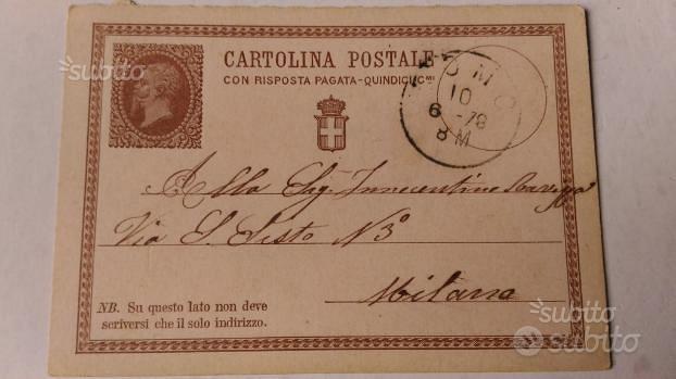 2 cartoline del 1878 regno d'italia - Collezionismo In vendita a Treviso