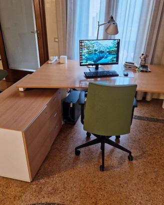 Scrivania ufficio angolare con cassettiera
