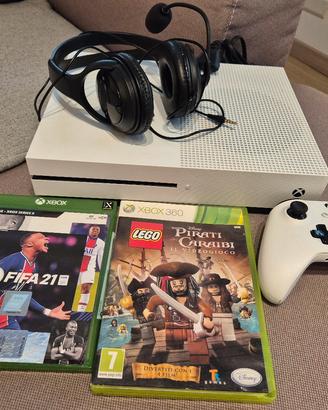 xbox one s, cuffie, joystick, giochi