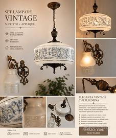 Lampada vintage da soffitto + applique da parete