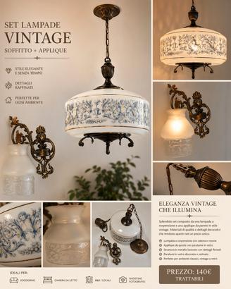 Lampada vintage da soffitto + applique da parete
