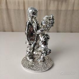Coppia Bambini in Argento Scultura