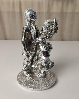 Coppia Bambini in Argento Scultura