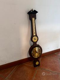 Stazione Meteo Vintage Legno con Orologio Parete