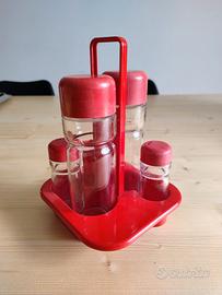 Porta olio, aceto, sale e pepe o spezie in vetro