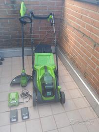 GreenworkTosaerba elettrico + taglia bordi 24 volt