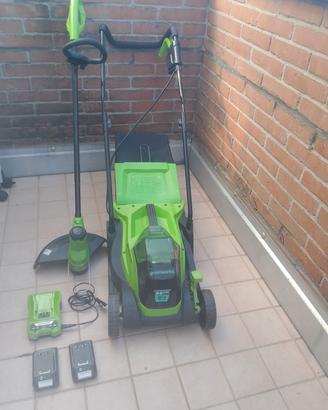 GreenworkTosaerba elettrico + taglia bordi 24 volt