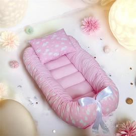 Nido riduttore di lettino nuvole rosa