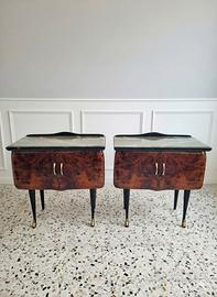 Coppia Comodini Vintage in Radica Anni '50 