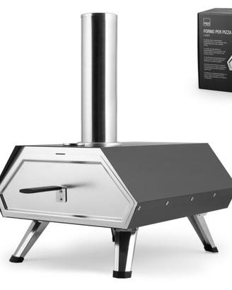 Forno Pizza Portatile Pellet Esterno Inox Piastra