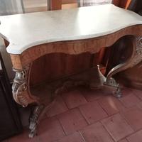 Consolle Luigi Filippo legno noce e marmo