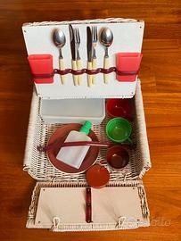 Cestino in vimini pic nic originale anni '60