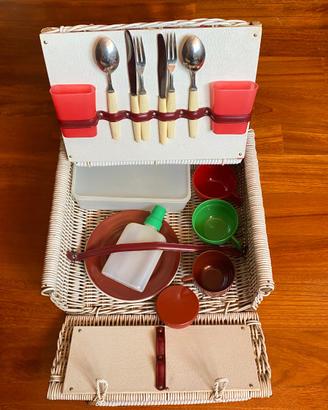 Cestino in vimini pic nic originale anni '60