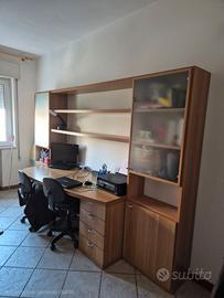 Studio completo, scrivania e libreria a ponte