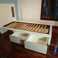 letto singola piazza bianco legno massello