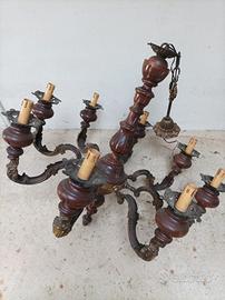 lampadario candelabro in legno