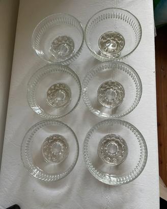 6 coppette in vetro per gelato o macedonia Anni 80