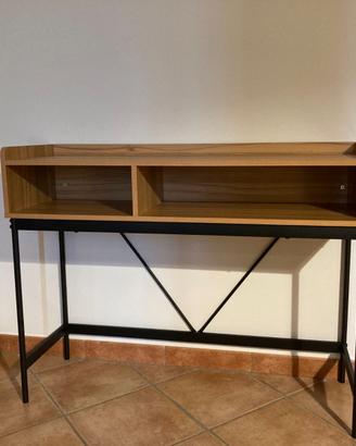 CONSOLLE EFFETTO ROVERE CON GAMBE IN METALLO NERE