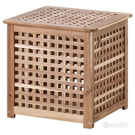 Tavolino contenitore hol in legno cubico  