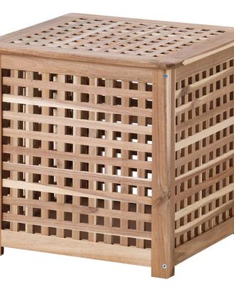 Tavolino contenitore hol in legno cubico  