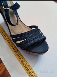 ZEPPE DONNA IN SUGHERO BLU CON BRILLANTINI
