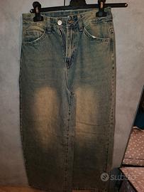 Jeans baggy verdi/blu effetto lavato 