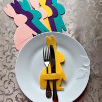 Set 8 portaposate coniglietti feltro Pasqua