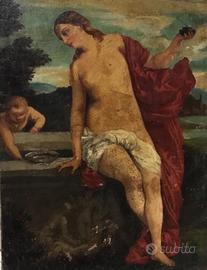 Antico dipinto olio su tela  del 700 L’amor sacro