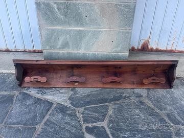 Appendiabiti da parete legno antico con 4 ganci