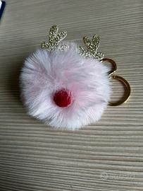 Portachiavi donna a forma di renna rosa