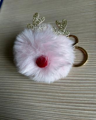 Portachiavi donna a forma di renna rosa