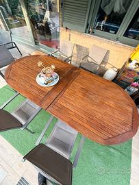 Tavolo esterno di legno Tec allungabile e sedie