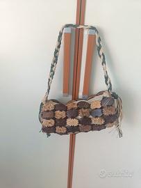 Borsa vintage legno di cocco boho vintage borsetta