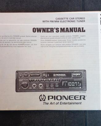 Pioneer manuale+garanzia autoradio vintage