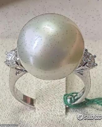 ANELLO ORO BIANCO 18kt DIAMANTI E AUSTRALIAN PEAR