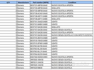 Materiale Siemens - CPU S7 e altro