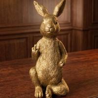 Statuetta Coniglio Ribelle in Resina Dorata/ 28 cm