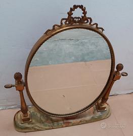 Specchio Basculante Vintage in Ottone e Onice 