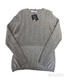 maglione 100% puro cashmere M Grigio donna 