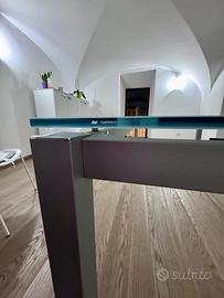 Scrivania acciaio e vetro temperato