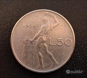 moneta 50 lire 1954 vulcano