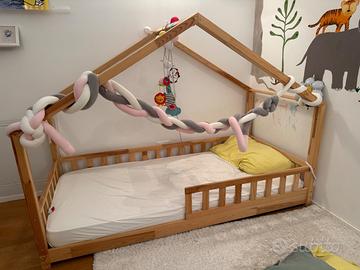Letto e materasso 200x90 in legno massello